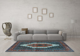 Machine Washable Persian Light Blue Traditional Rug in a Living Room, wshtr314lblu