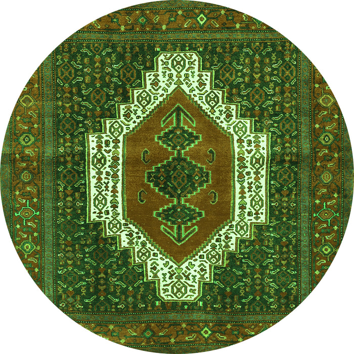 Square Persian Green Traditional Rug, tr314grn