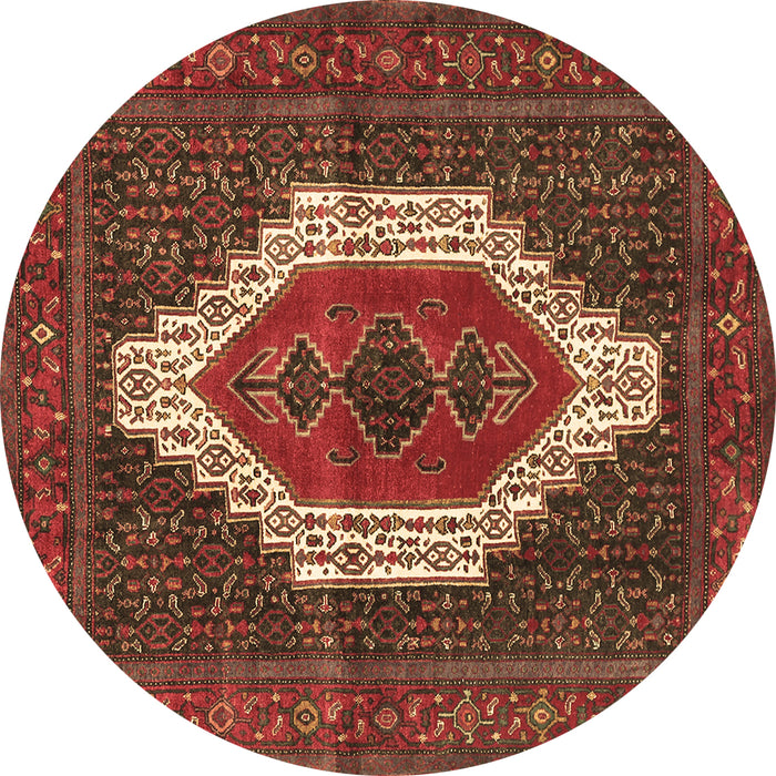 Round Machine Washable Persian Brown Traditional Rug, wshtr314brn