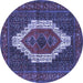 Round Machine Washable Persian Blue Traditional Rug, wshtr314blu