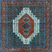 Square Machine Washable Persian Light Blue Traditional Rug, wshtr314lblu