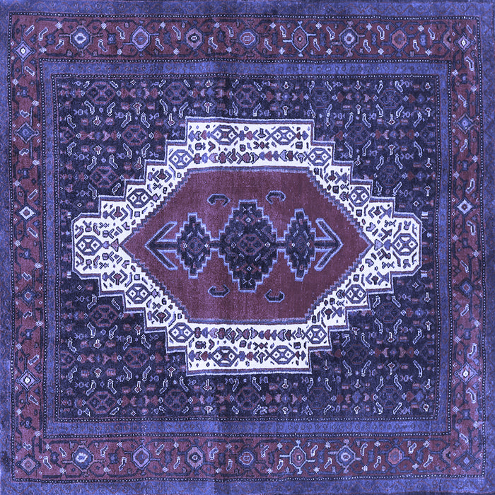 Square Machine Washable Persian Blue Traditional Rug, wshtr314blu