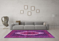 Machine Washable Persian Purple Traditional Rug, wshtr314pur