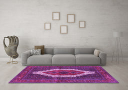 Machine Washable Persian Purple Traditional Area Rugs in a Living Room, wshtr314pur
