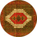 Round Persian Yellow Traditional Rug, tr314yw
