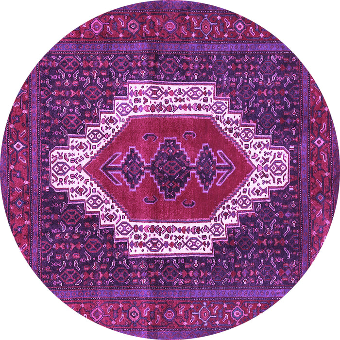 Round Machine Washable Persian Purple Traditional Area Rugs, wshtr314pur