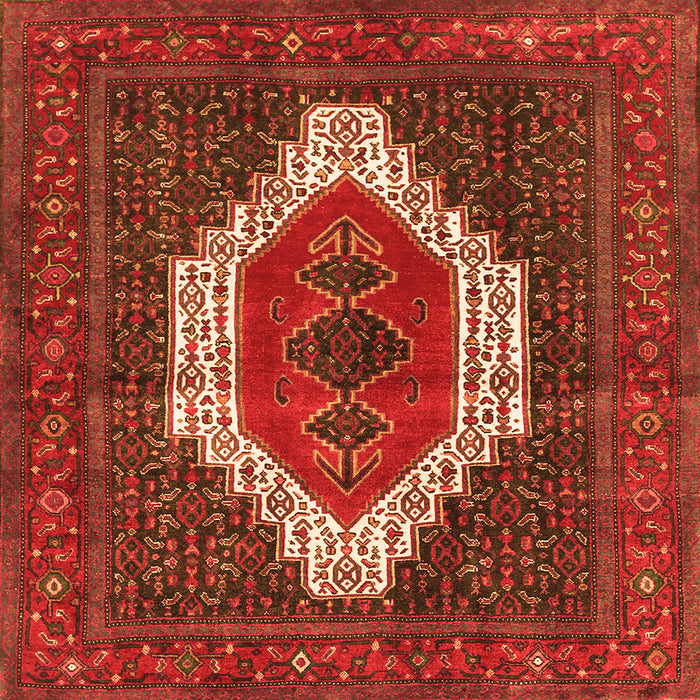 Round Machine Washable Persian Orange Traditional Area Rugs, wshtr314org