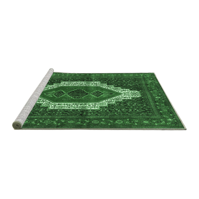 Sideview of Machine Washable Persian Emerald Green Traditional Area Rugs, wshtr314emgrn