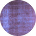 Round Persian Blue Traditional Rug, tr3150blu