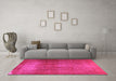 Machine Washable Persian Pink Traditional Rug in a Living Room, wshtr3150pnk