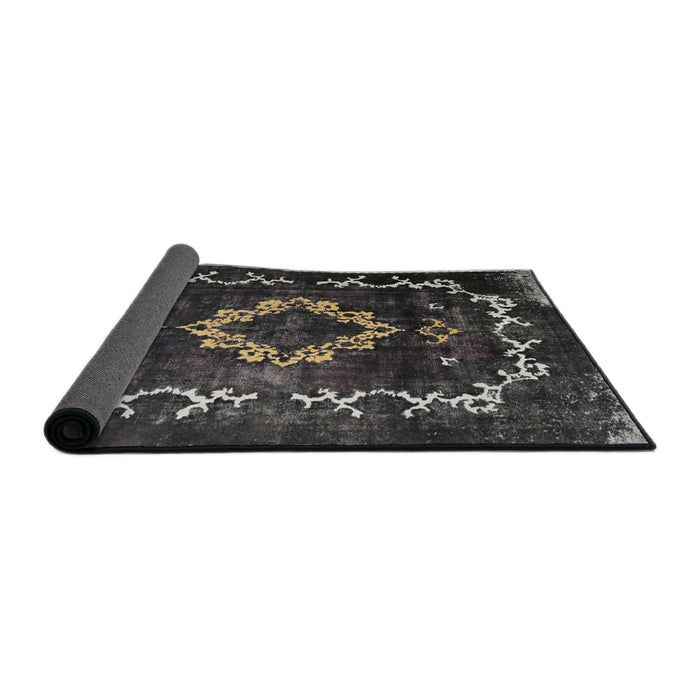 Sideview of Traditional Charcoal Black Persian Rug, tr3151
