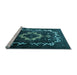 Sideview of Machine Washable Persian Light Blue Bohemian Rug, wshtr3151lblu