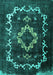 Machine Washable Persian Turquoise Bohemian Area Rugs, wshtr3151turq