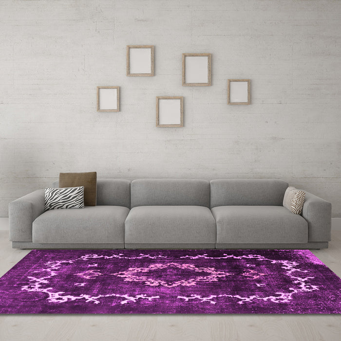 Machine Washable Persian Pink Bohemian Rug in a Living Room, wshtr3151pnk