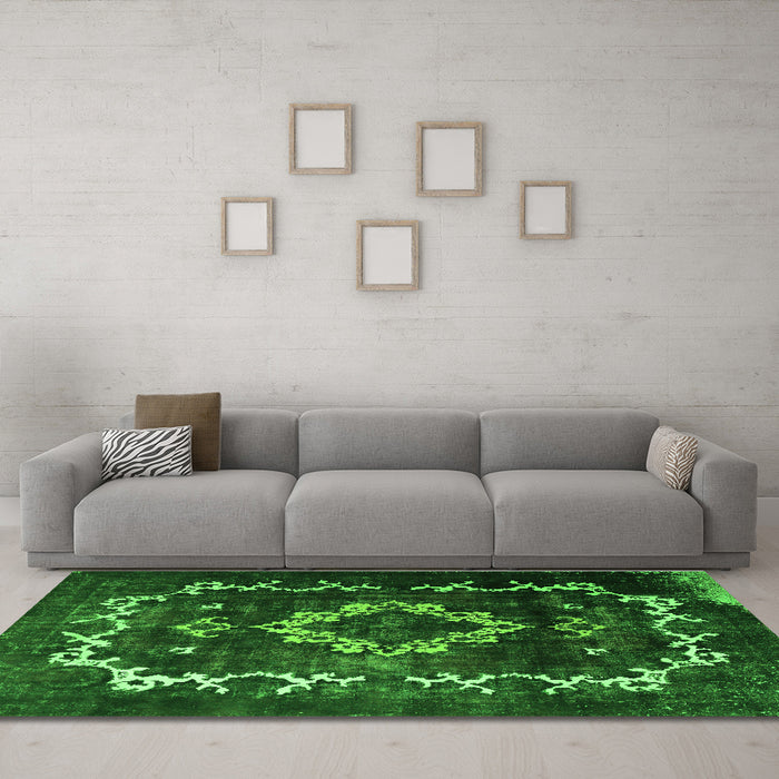 Machine Washable Persian Green Bohemian Area Rugs in a Living Room,, wshtr3151grn