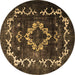 Round Machine Washable Persian Brown Bohemian Rug, wshtr3151brn