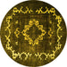 Round Persian Yellow Bohemian Rug, tr3151yw