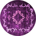 Round Machine Washable Persian Pink Bohemian Rug, wshtr3151pnk