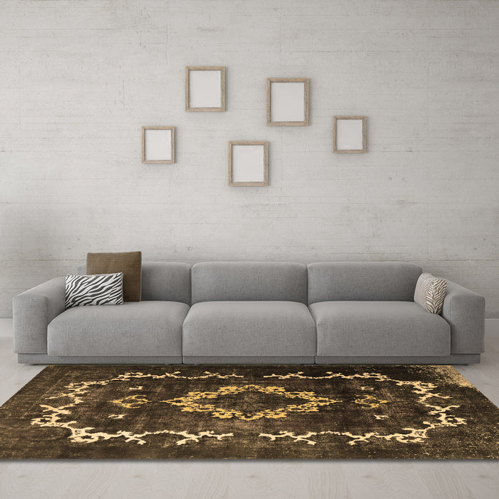 Machine Washable Persian Brown Bohemian Rug in a Living Room,, wshtr3151brn