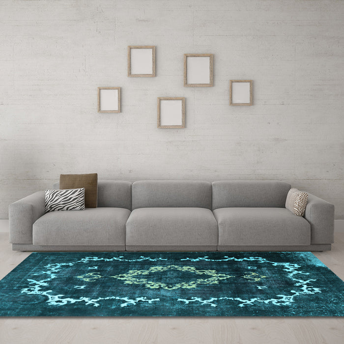 Machine Washable Persian Light Blue Bohemian Rug in a Living Room, wshtr3151lblu