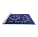 Sideview of Machine Washable Persian Blue Bohemian Rug, wshtr3151blu