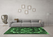 Machine Washable Persian Emerald Green Bohemian Area Rugs in a Living Room,, wshtr3151emgrn