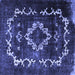 Square Machine Washable Persian Blue Bohemian Rug, wshtr3151blu