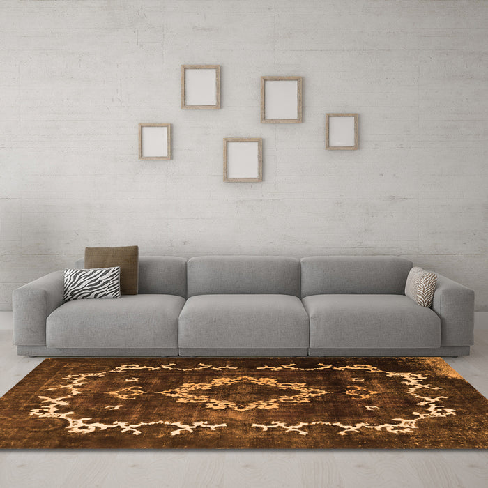 Machine Washable Persian Orange Bohemian Area Rugs in a Living Room, wshtr3151org