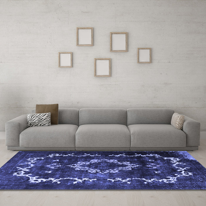 Machine Washable Persian Blue Bohemian Rug in a Living Room, wshtr3151blu