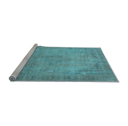 Sideview of Machine Washable Persian Light Blue Traditional Rug, wshtr3152lblu