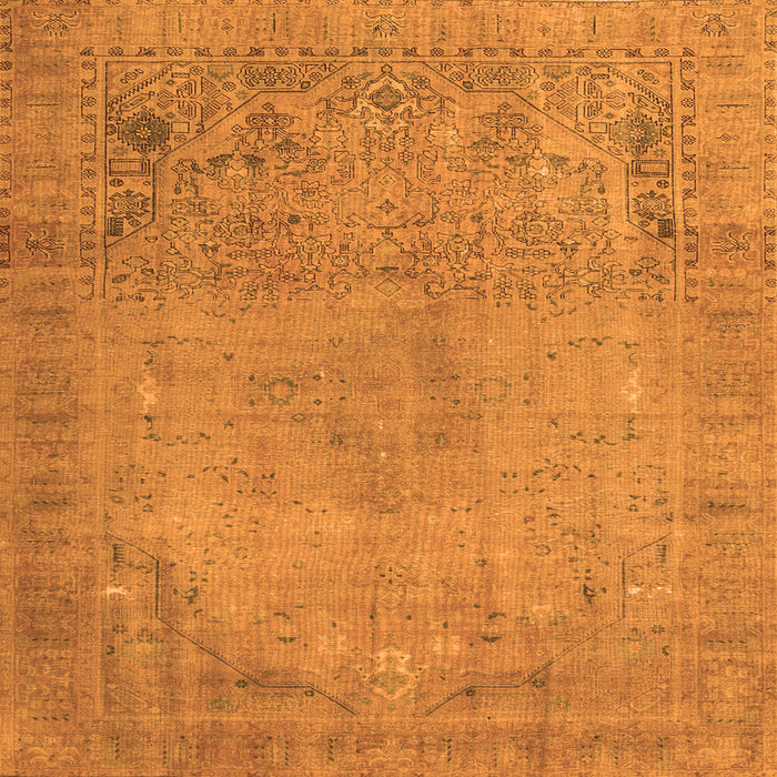 Round Machine Washable Persian Orange Traditional Area Rugs, wshtr3152org