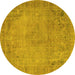 Round Persian Yellow Traditional Rug, tr3152yw