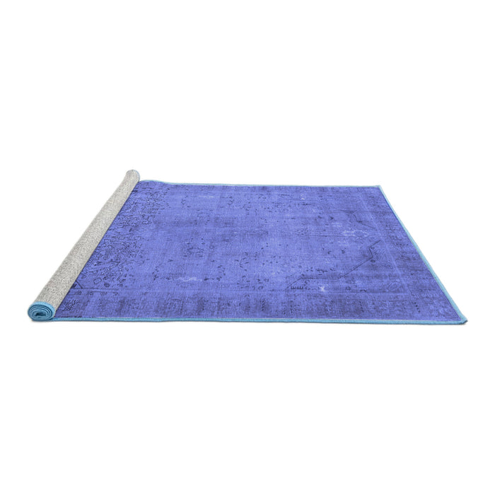 Sideview of Machine Washable Persian Blue Traditional Rug, wshtr3152blu