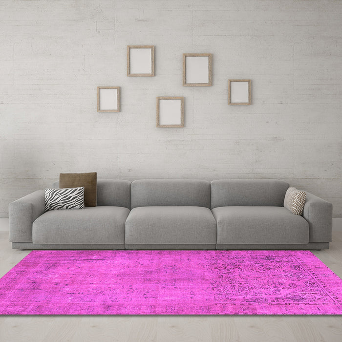 Machine Washable Persian Pink Traditional Rug in a Living Room, wshtr3152pnk