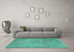 Machine Washable Persian Turquoise Traditional Area Rugs in a Living Room,, wshtr3152turq