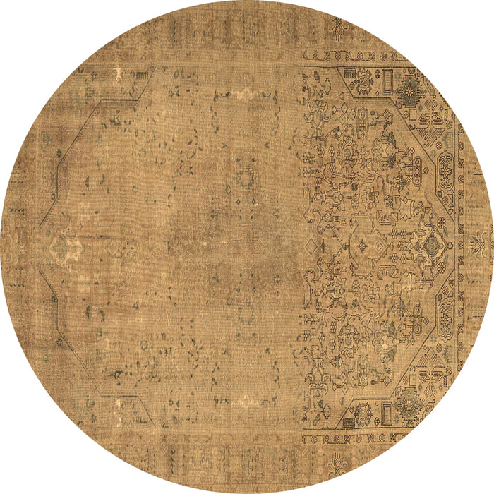 Round Persian Brown Traditional Rug, tr3152brn