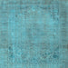 Square Machine Washable Persian Light Blue Traditional Rug, wshtr3152lblu