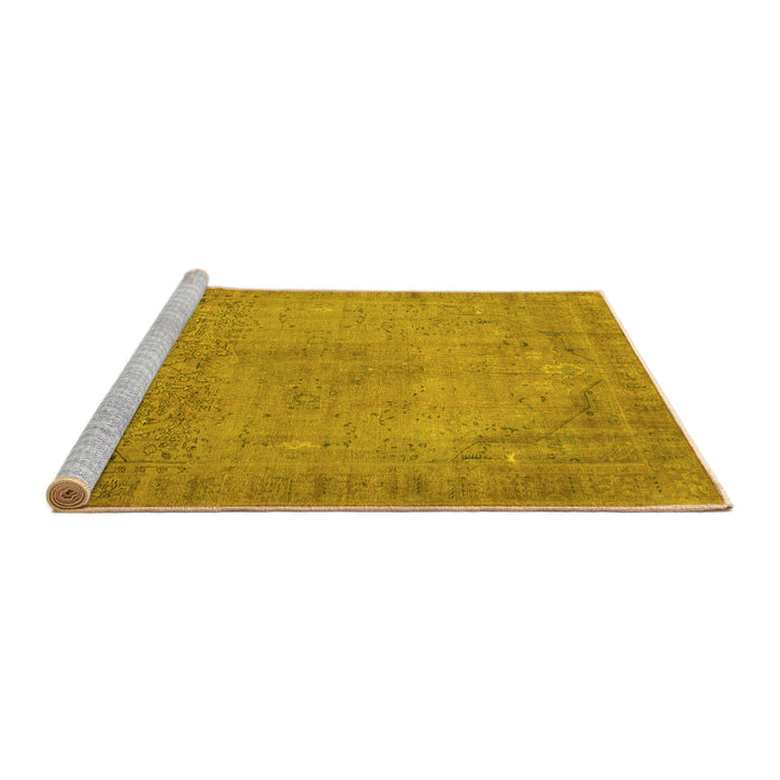 Sideview of Machine Washable Persian Yellow Traditional Rug, wshtr3152yw