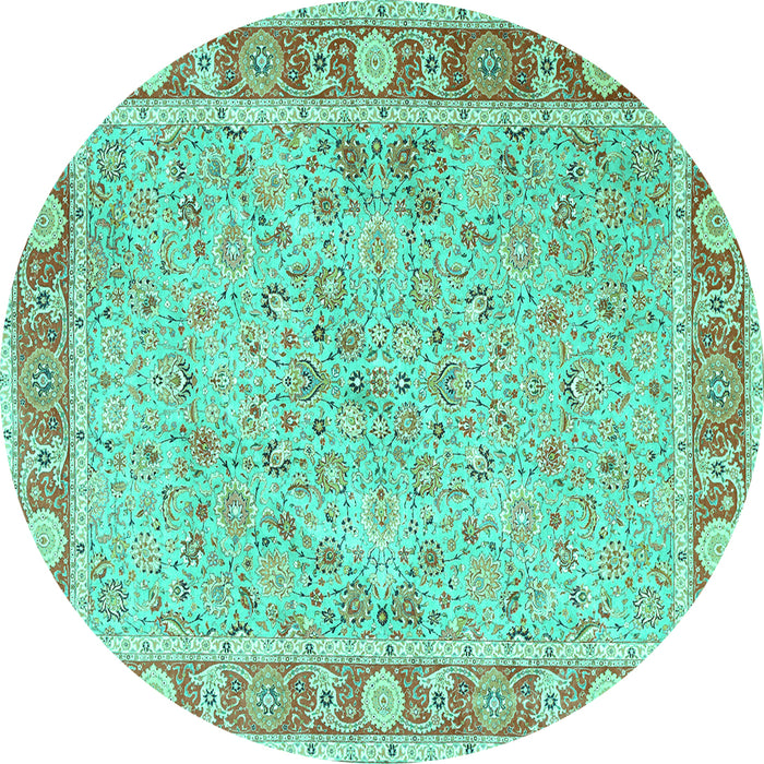 Round Persian Turquoise Traditional Rug, tr3153turq