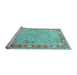 Sideview of Machine Washable Persian Light Blue Traditional Rug, wshtr3153lblu