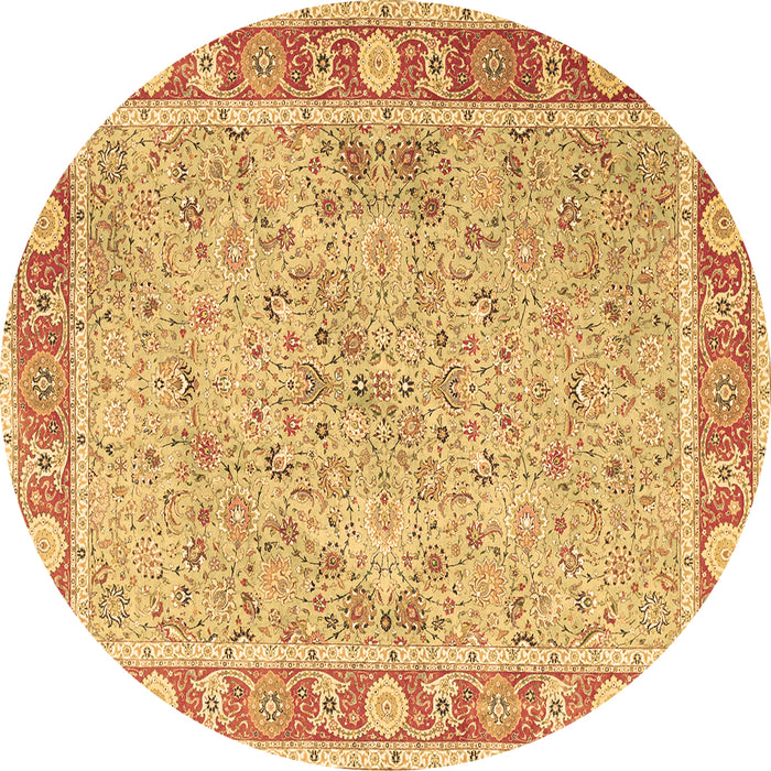 Round Persian Brown Traditional Rug, tr3153brn