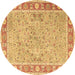 Round Persian Brown Traditional Rug, tr3153brn