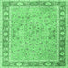 Square Persian Emerald Green Traditional Rug, tr3153emgrn