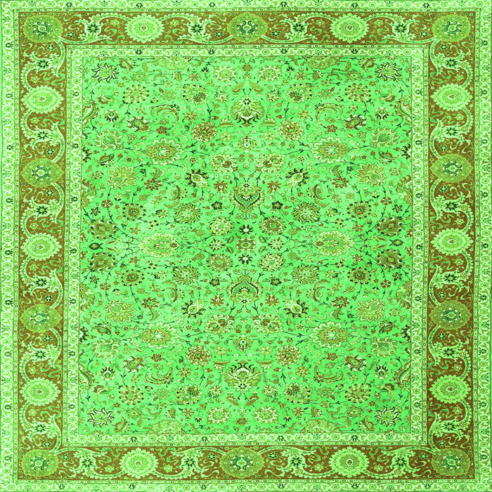 Round Machine Washable Persian Green Traditional Area Rugs, wshtr3153grn