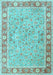 Machine Washable Persian Light Blue Traditional Rug, wshtr3153lblu