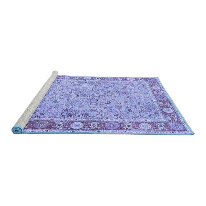 Sideview of Machine Washable Persian Blue Traditional Rug, wshtr3153blu