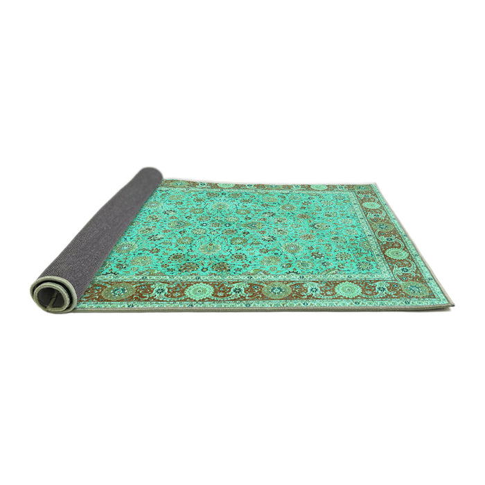 Sideview of Persian Turquoise Traditional Rug, tr3153turq