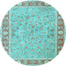 Round Machine Washable Persian Light Blue Traditional Rug, wshtr3153lblu