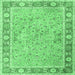 Square Machine Washable Persian Emerald Green Traditional Area Rugs, wshtr3153emgrn