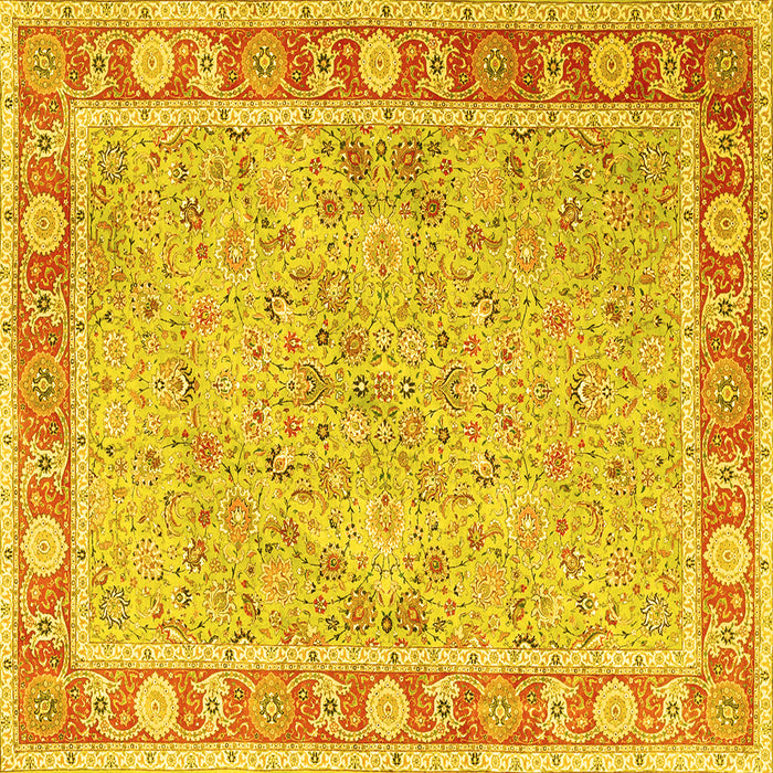 Square Persian Yellow Traditional Rug, tr3153yw